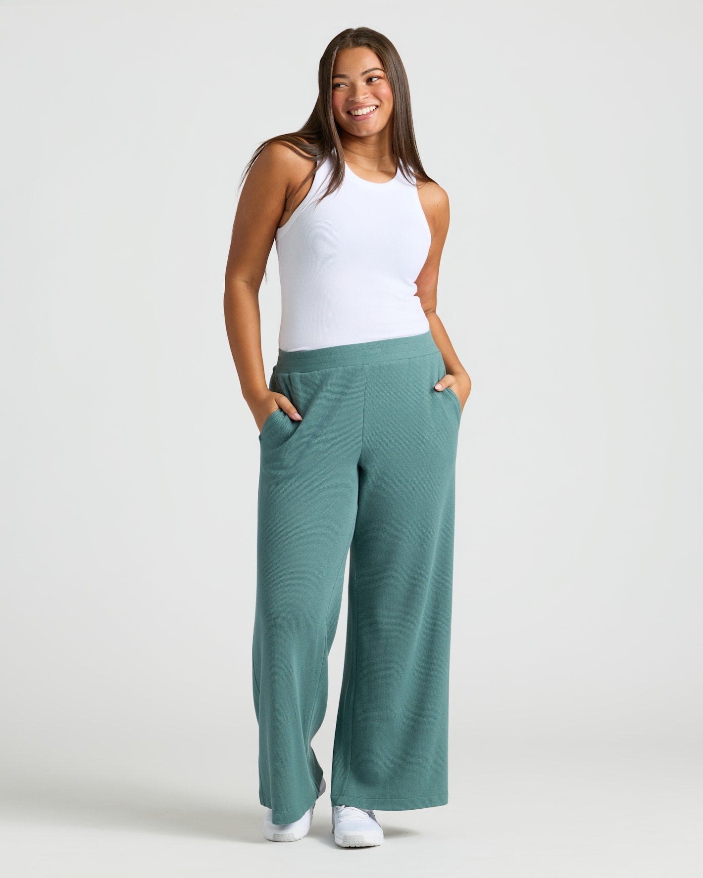 Womens Stormcloud Waffle Wide Leg Pants
