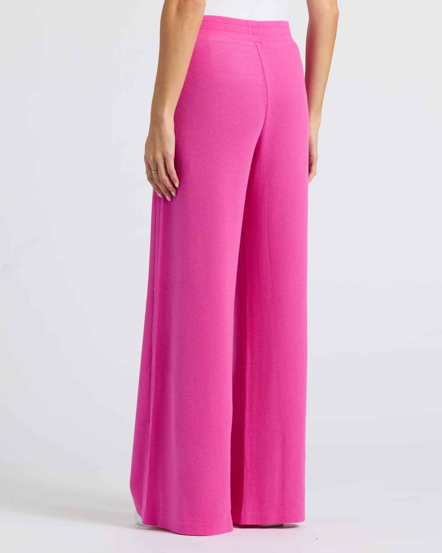 Womens Electric Fuchsia Waffle Wide Leg Pants
