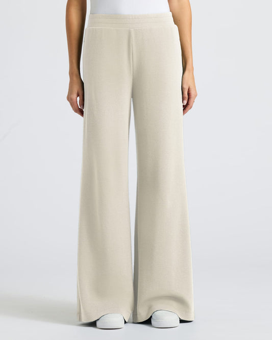 Womens Oatmeal Waffle Wide Leg Pants