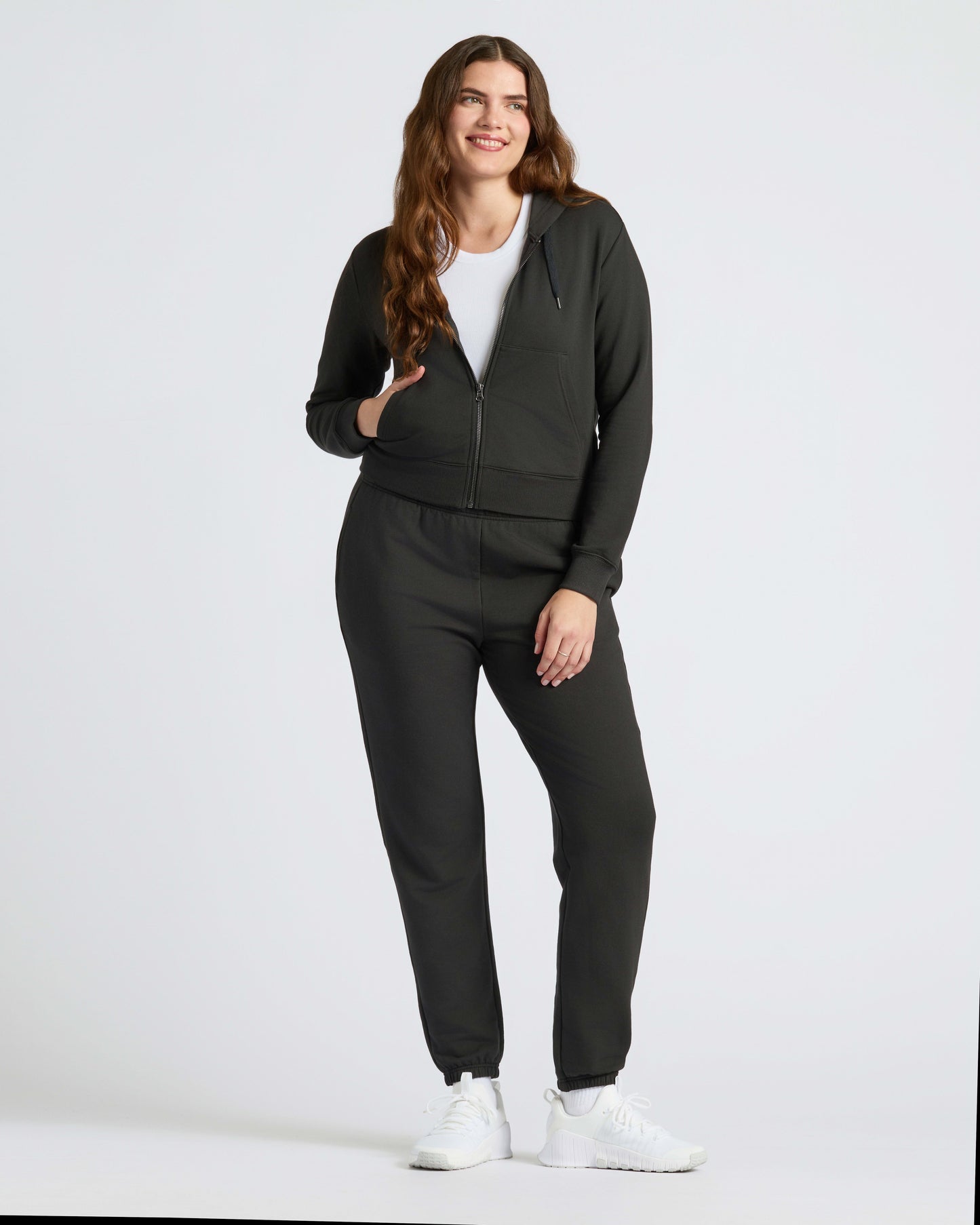 Womens Black Crop Zip Hoodie