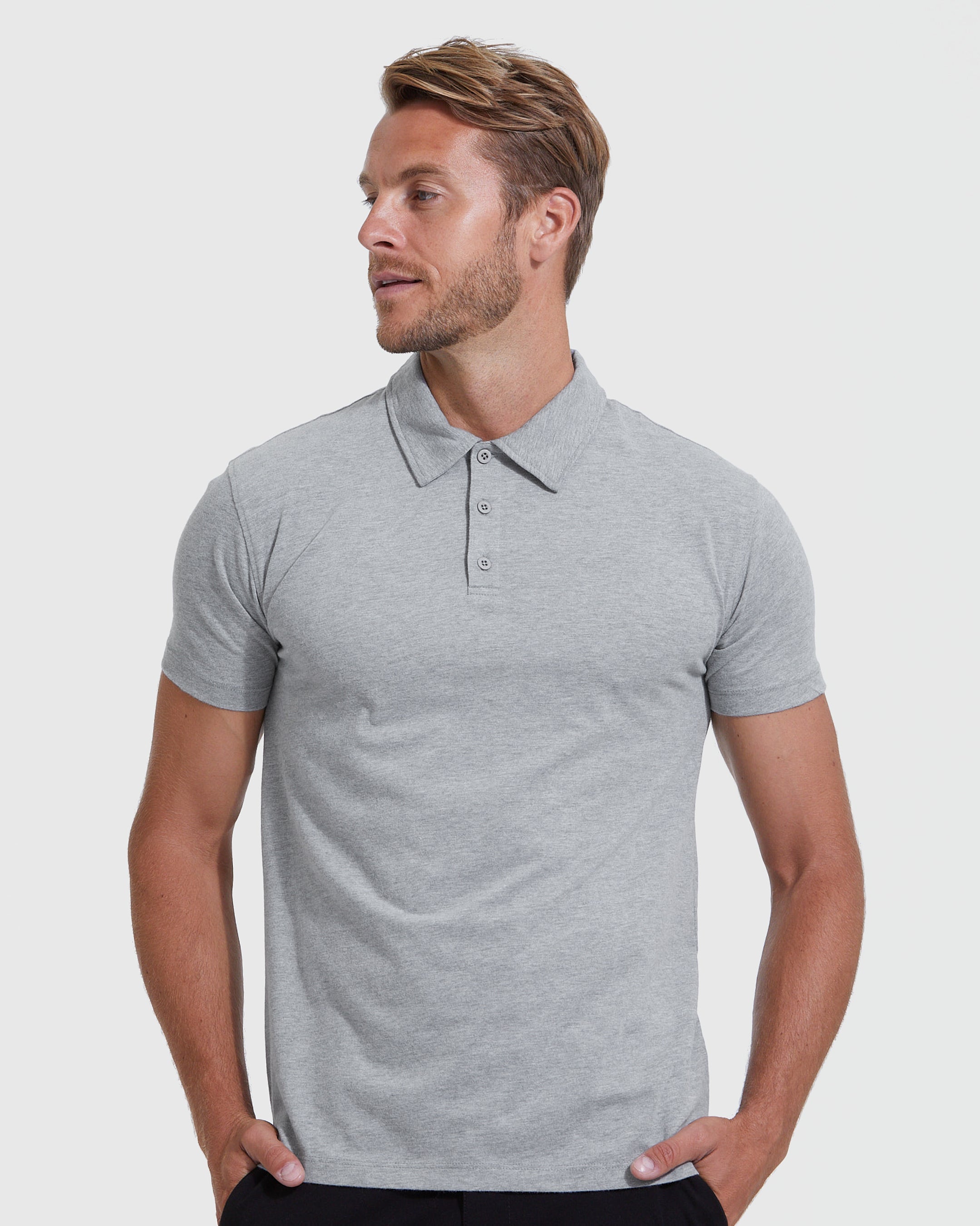 Heather Gray Polo – True Classic Corporate Wholesale