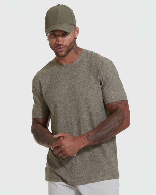 Heather Military Green Active Crew Neck T-Shirt