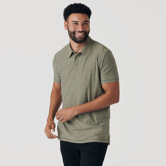 Heather Military Green Active Polo