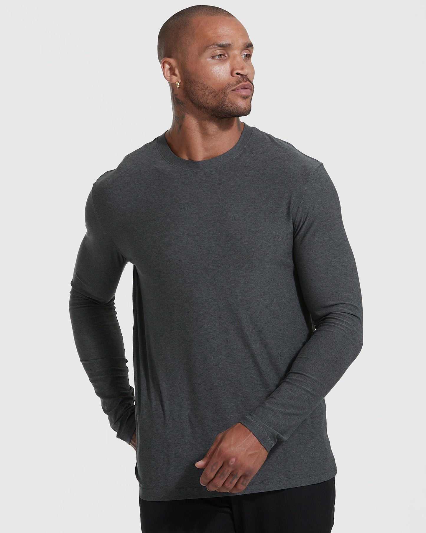 Charcoal Heather Gray Active Long Sleeve Crew Neck