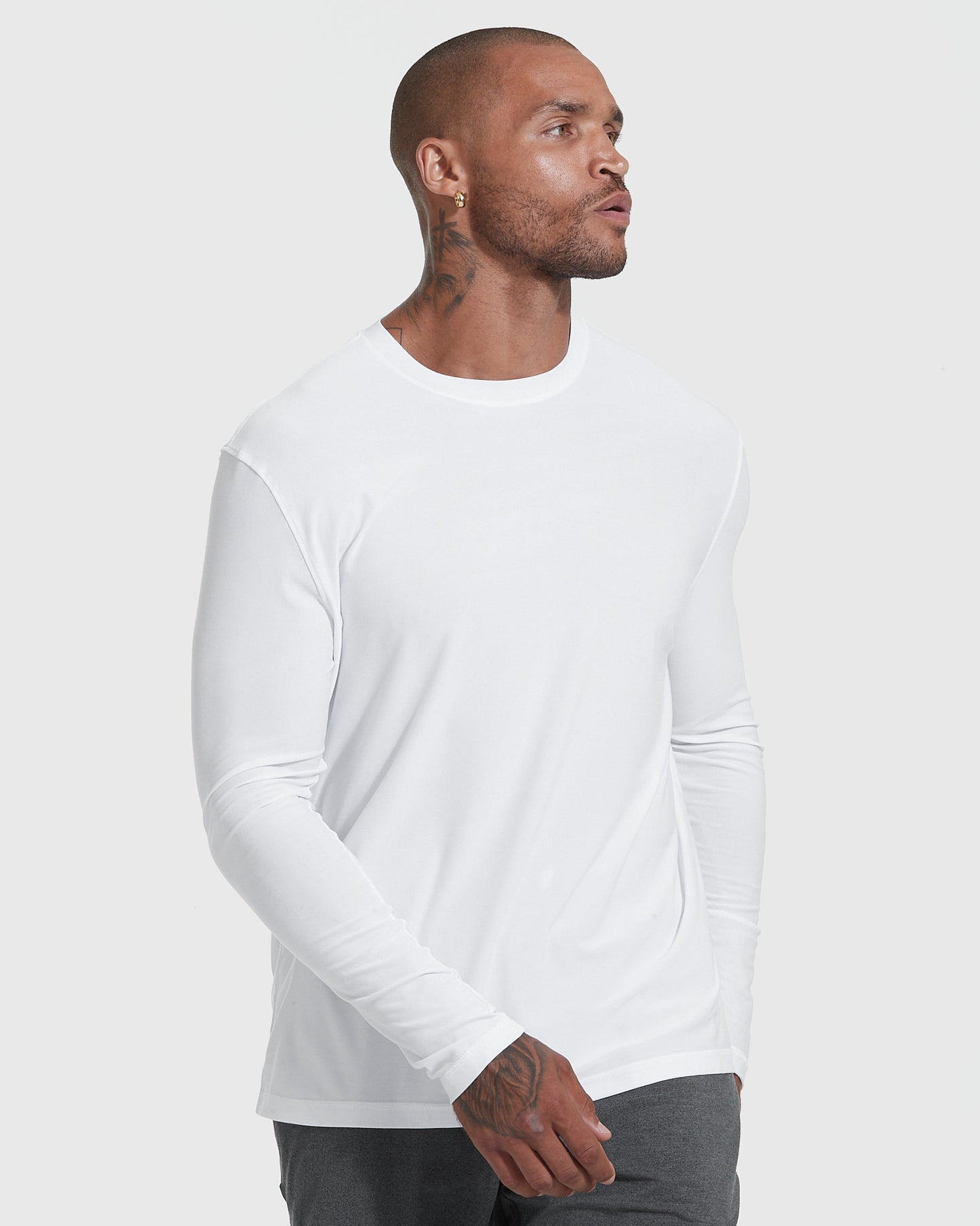 White Active Long Sleeve Crew Neck